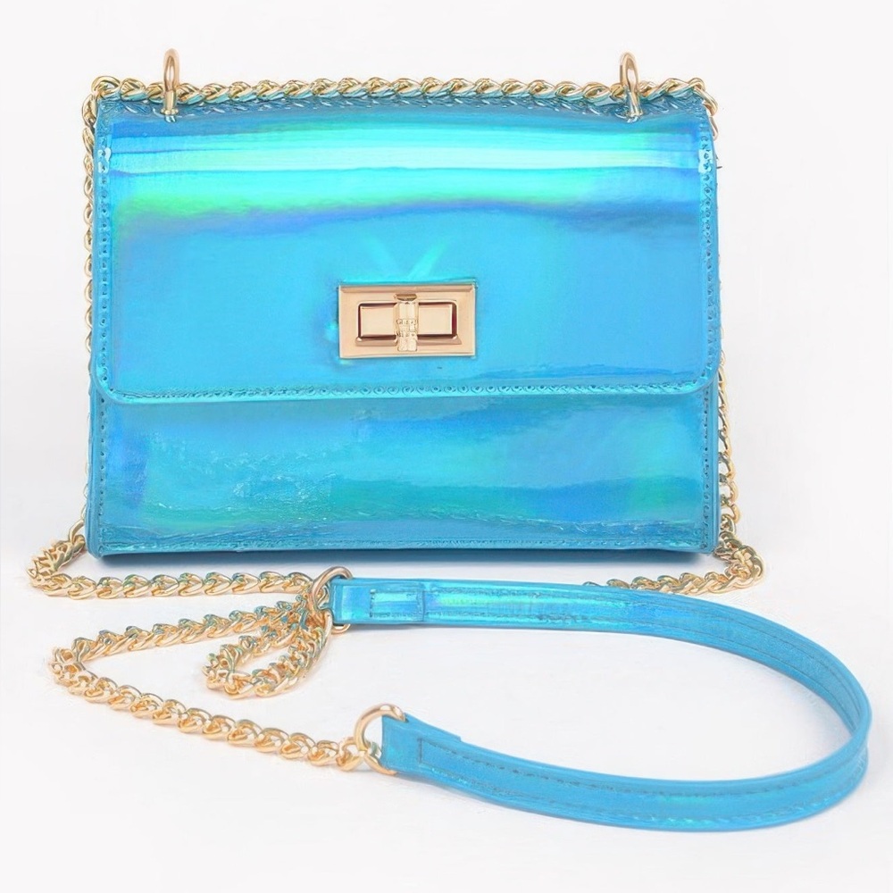 Mirror Metallic Flap Crossbody Bag